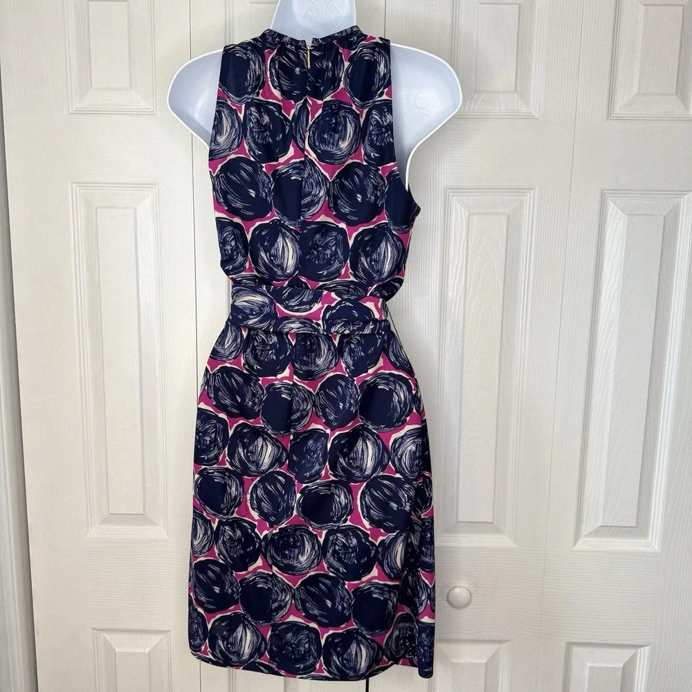 Tory Burch Flinnia Halter Silk Dress Size Small Blue Pink Wild Orchid Abstract